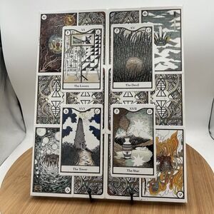 Tarot Cards On Canvas.  Real Tarot Cards The Lover The Devil The Tower The Stars